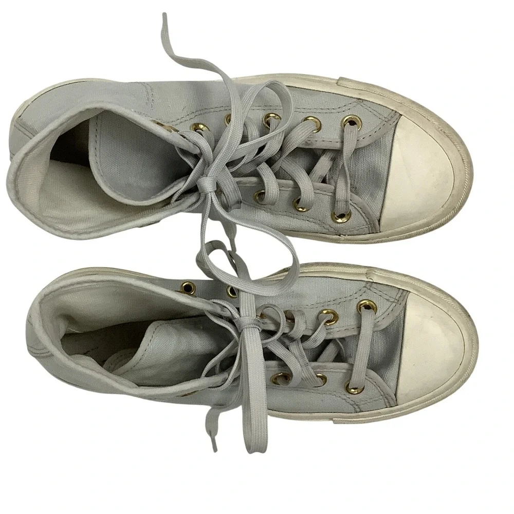 Converse Chuck Taylor All Star High Top 7.5 Sneakers Grey Gold Eyelets Canvas